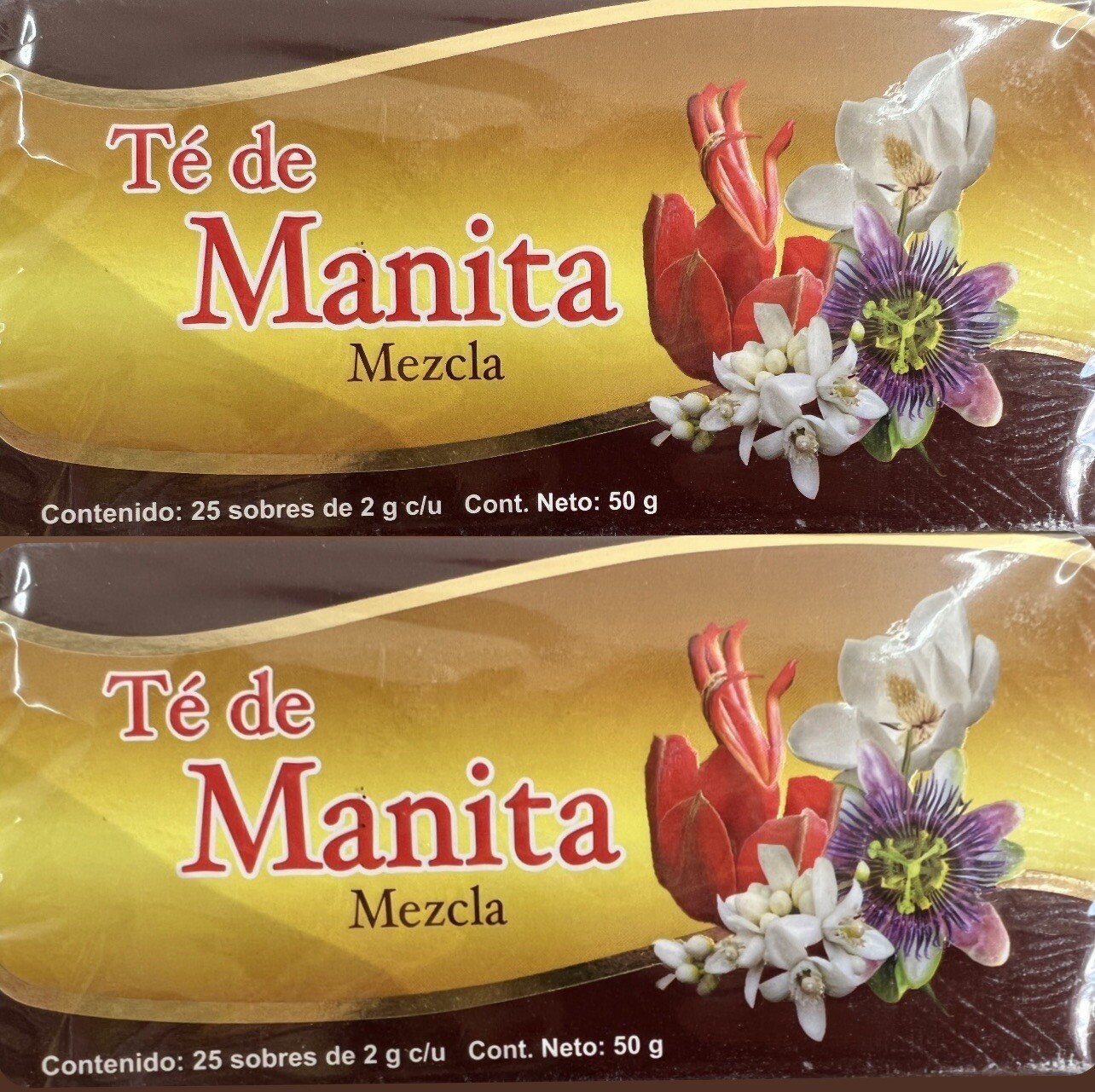 Te de manita 50 tea bags con toronjil pasiflora palo Brasil valeriana damiana