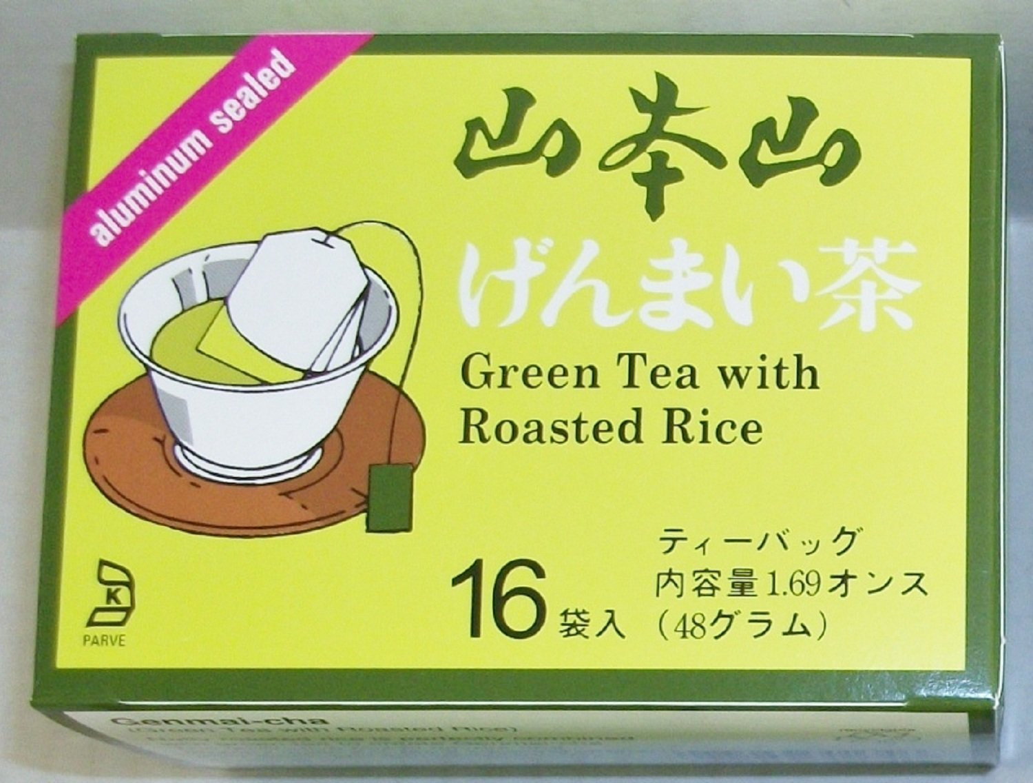 Yamamotoyama Genmai-Cha Green Tea with Roasted Rice 16 Count Tea Bags Aluminum S