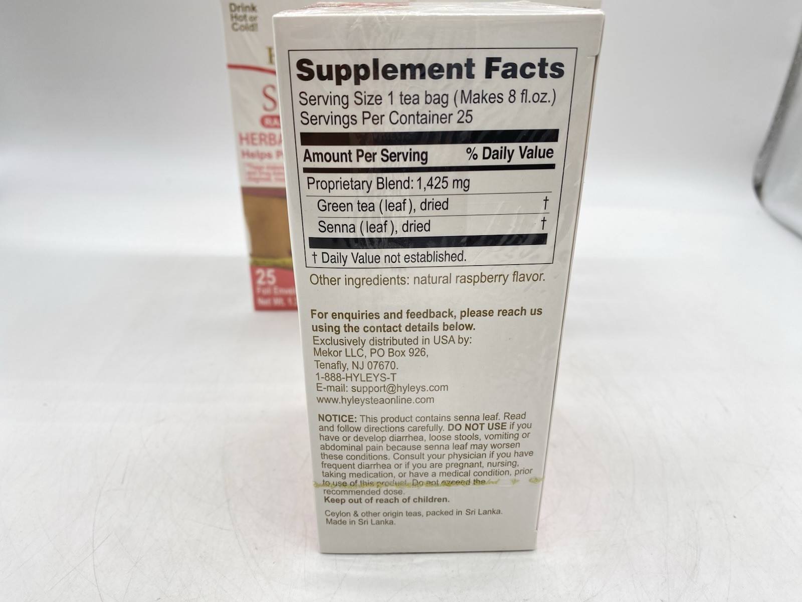 Hyleys Slim Tea Raspberry Flavor 100 Ct – Weight Loss Herbal Supplement