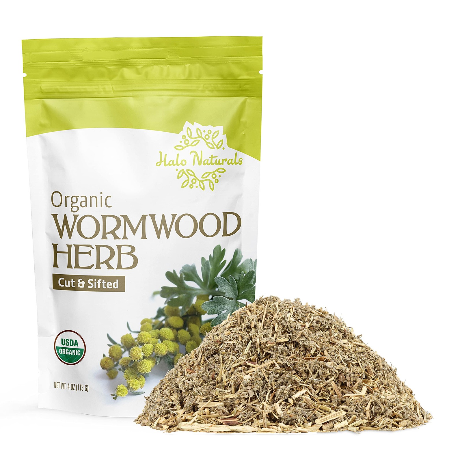 Organic Wormwood Herb Tea, 4oz – USDA Certified, Non-GMO, Vegan, Resealable USA