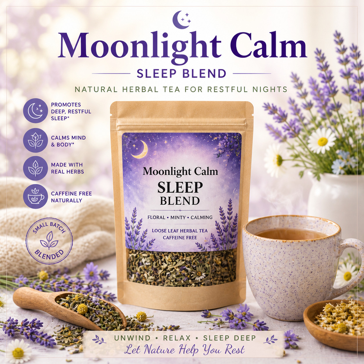 Loose Leaf Herbal Tea– Sleep Stress Anxiety Detox, Digestion Teas, Caffeine Free