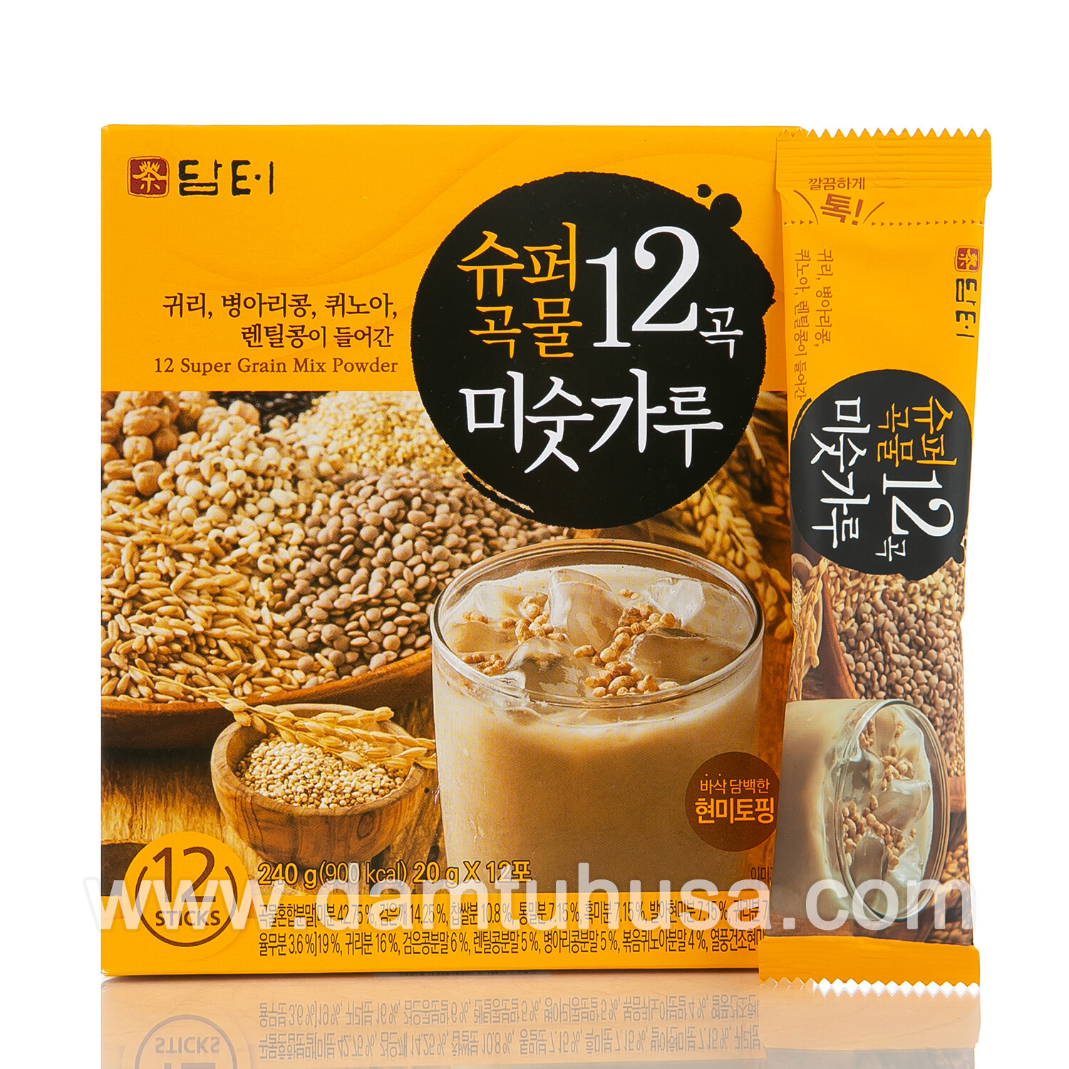 Damtuh 12 Super Grain Mix Powder Tea 20g x 12 pcs, Korean Tea