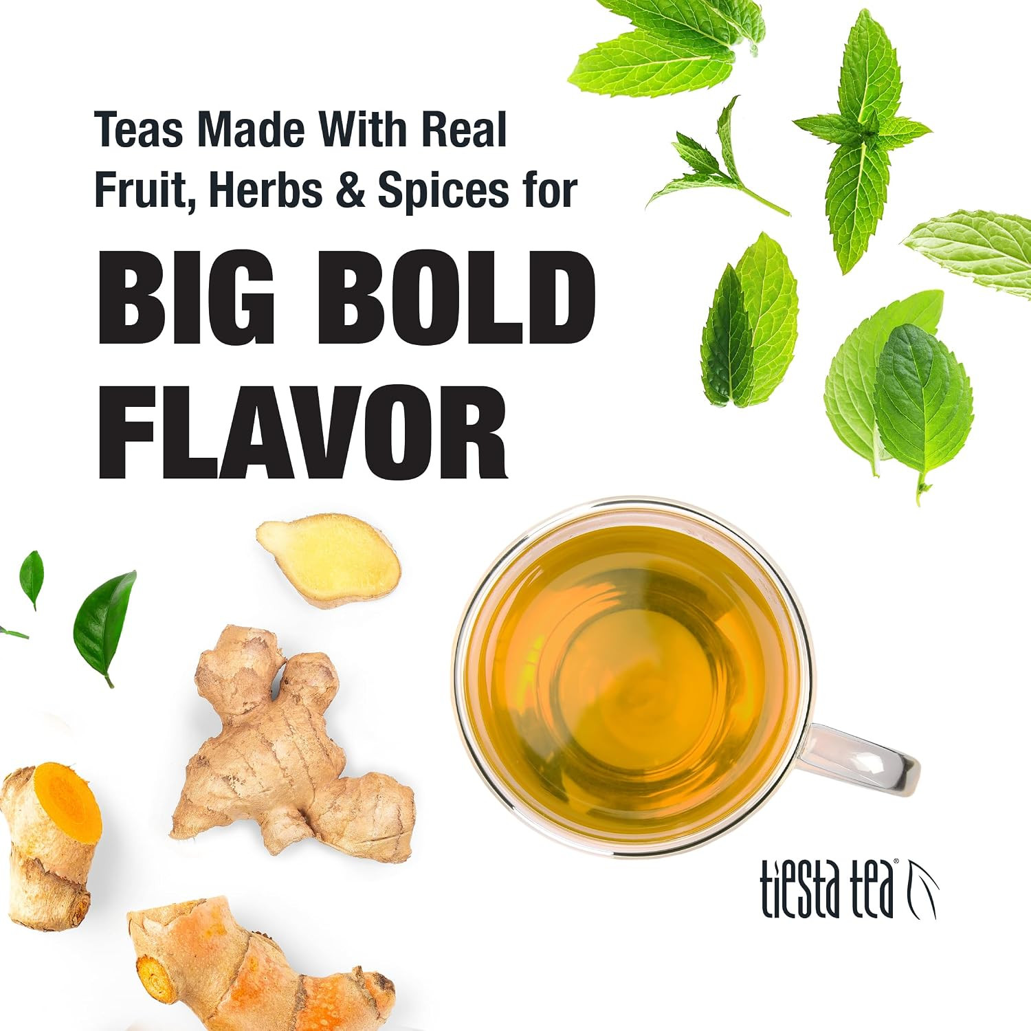 – Ginger Citrus Herbal Loose Leaf Tea, Lemon Ginger with Mint and Chamomile, Caf