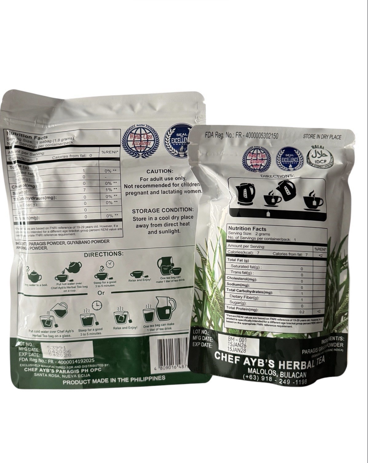 Chef Ayb Paragis Tea 10 + Moringa & Guyabano Tea 20 Sachets – Herbal Bundle