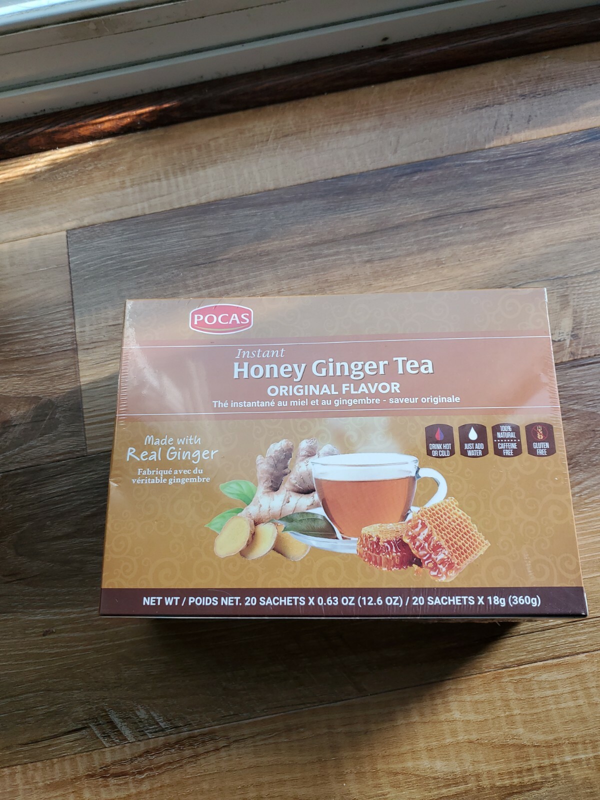 Pocas Honey Ginger Tea, Original, 12.6 Ounce, 20 Bags Free US Shipping