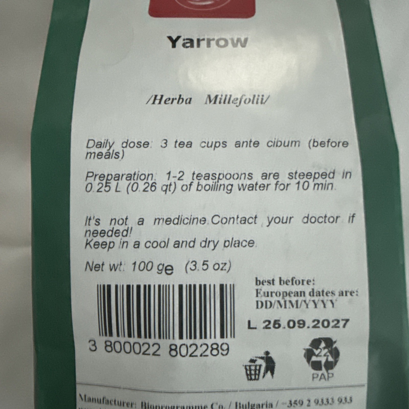 BYAL RAWNETZ Bulgarian food YARROW 100g – 3.5 oz