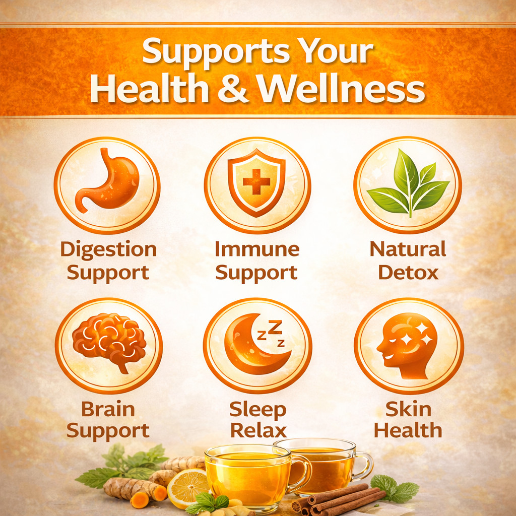 120 Premium Turmeric Ginger Cinnamon Tea Bags, 100% Natural &No Additive Support