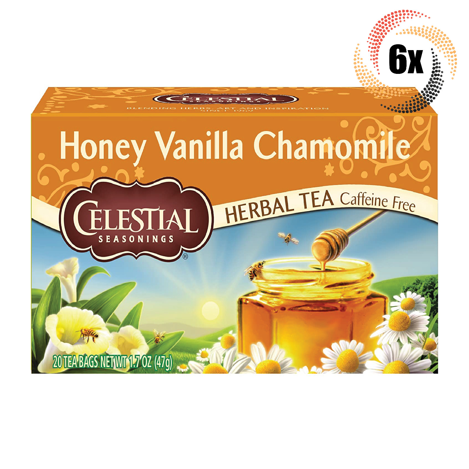 6x Boxes Celestial Honey Vanilla Chamomile Herbal Tea | 20 Bags Each | 1.7oz