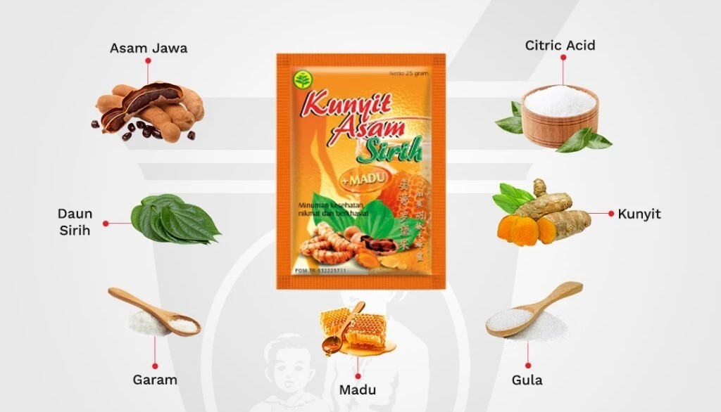 Sidomuncul, Indonesian Jamu Kunyit Asam Sirih, (25g x 5sachet) Box of 1