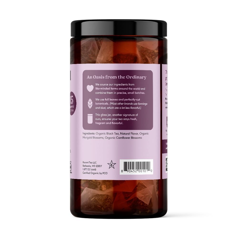 Organic Assam Black Tea with Bergamot Signature Glass Jar 15 Count Pack