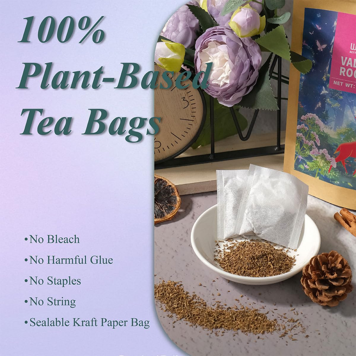 Valerian Root Tea Bags, Made with Pure Valerian Root (Valeriana), 50 Count Earth