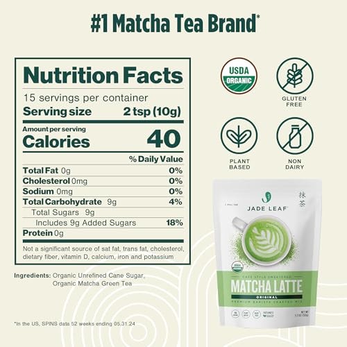 Jade Leaf Organic Matcha Latte Mix – Cafe Style Sweetened Blend – Sweet Matcha