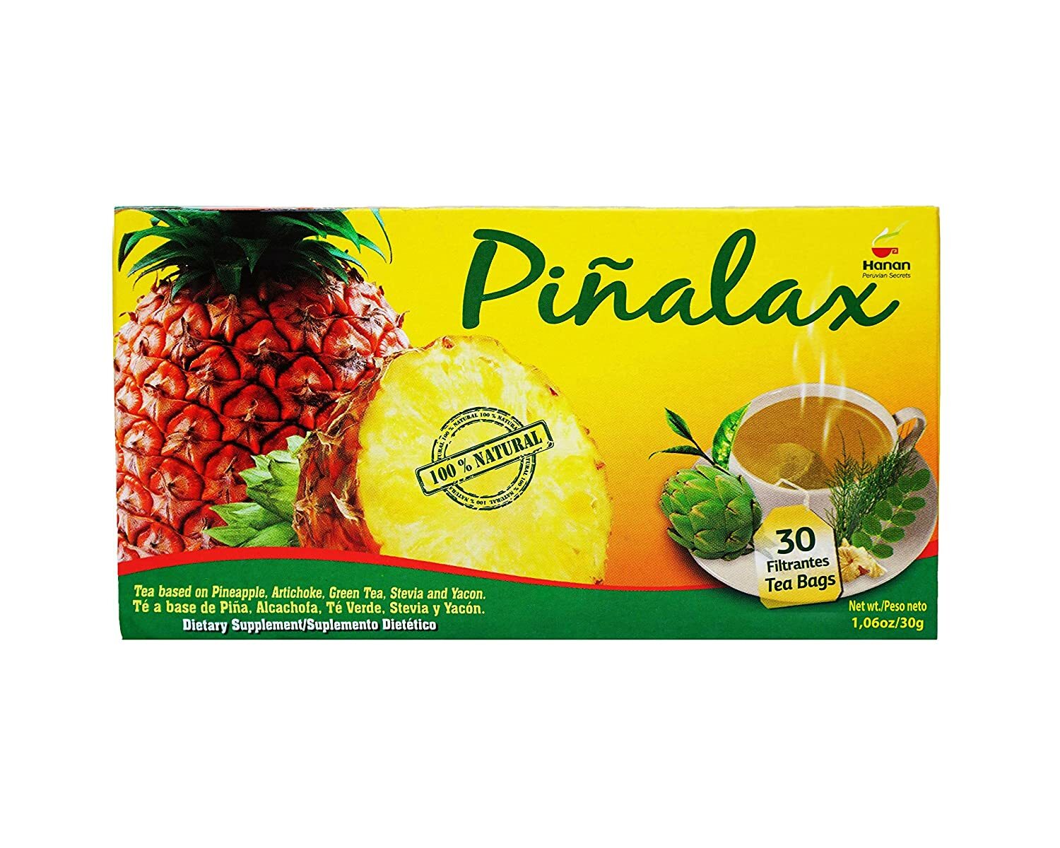 PINALAX Herbal Tea | 100% Natural Pineapple Blend | 30 Tea Bags | Naturally Aids
