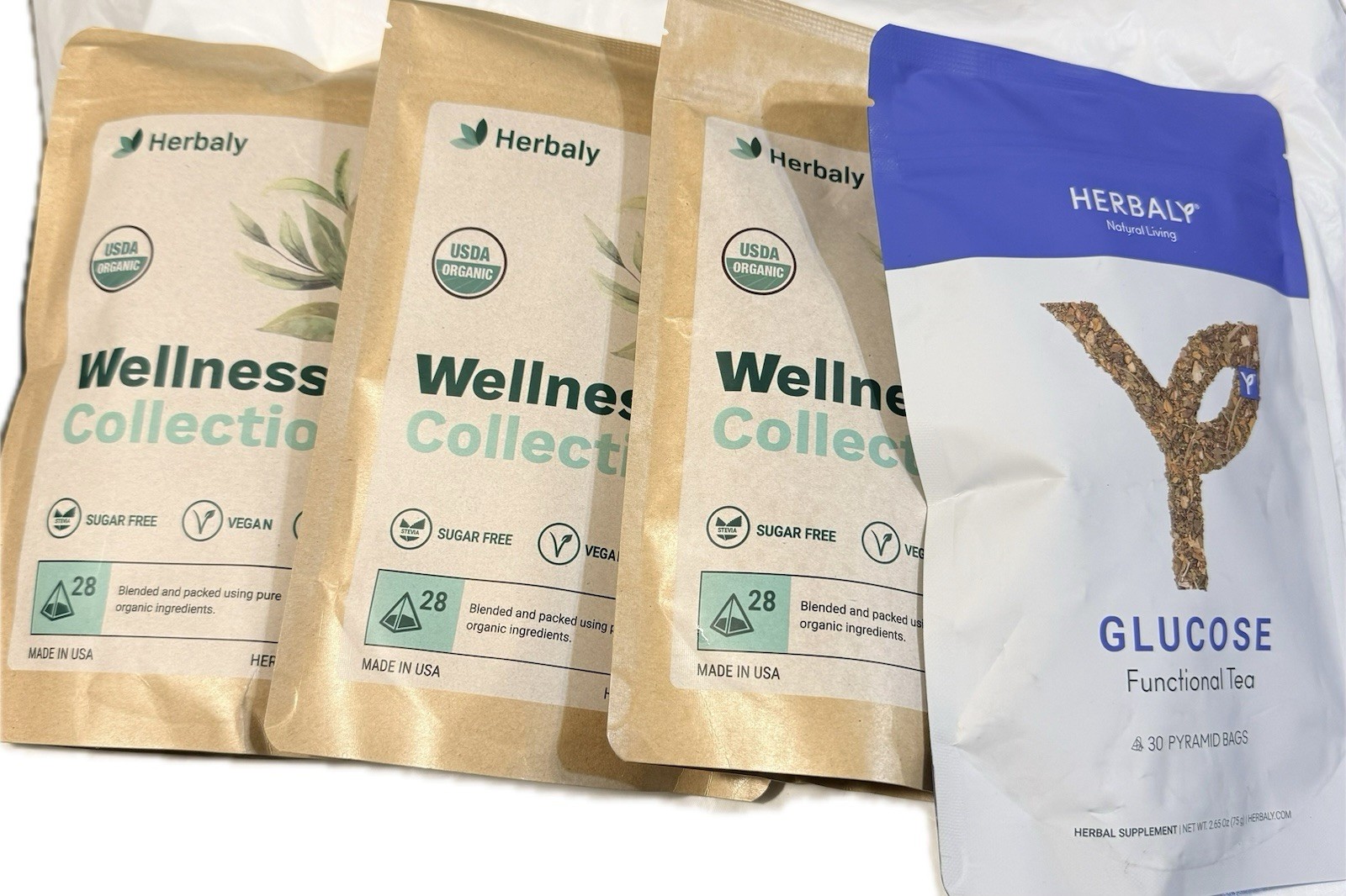 Herbaly Wellness Collection Organic Herbal Ginger Tea, 70 g, 28 Count Bag, 4 pac