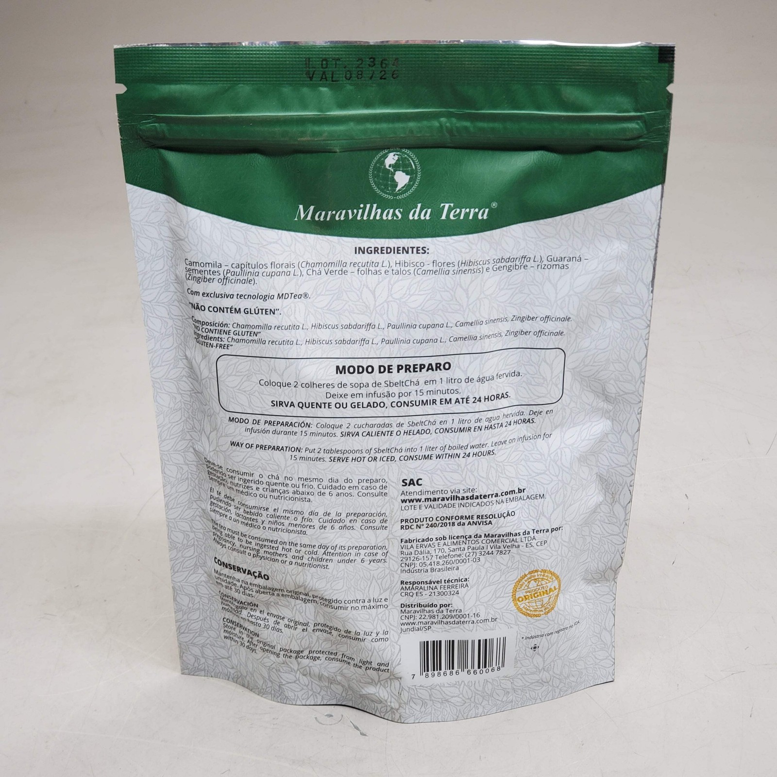SBELTCHA (10 Pack) Global Line Chamomile, Hibiscus, Guarana MDTea 4.2 oz BB 08/2