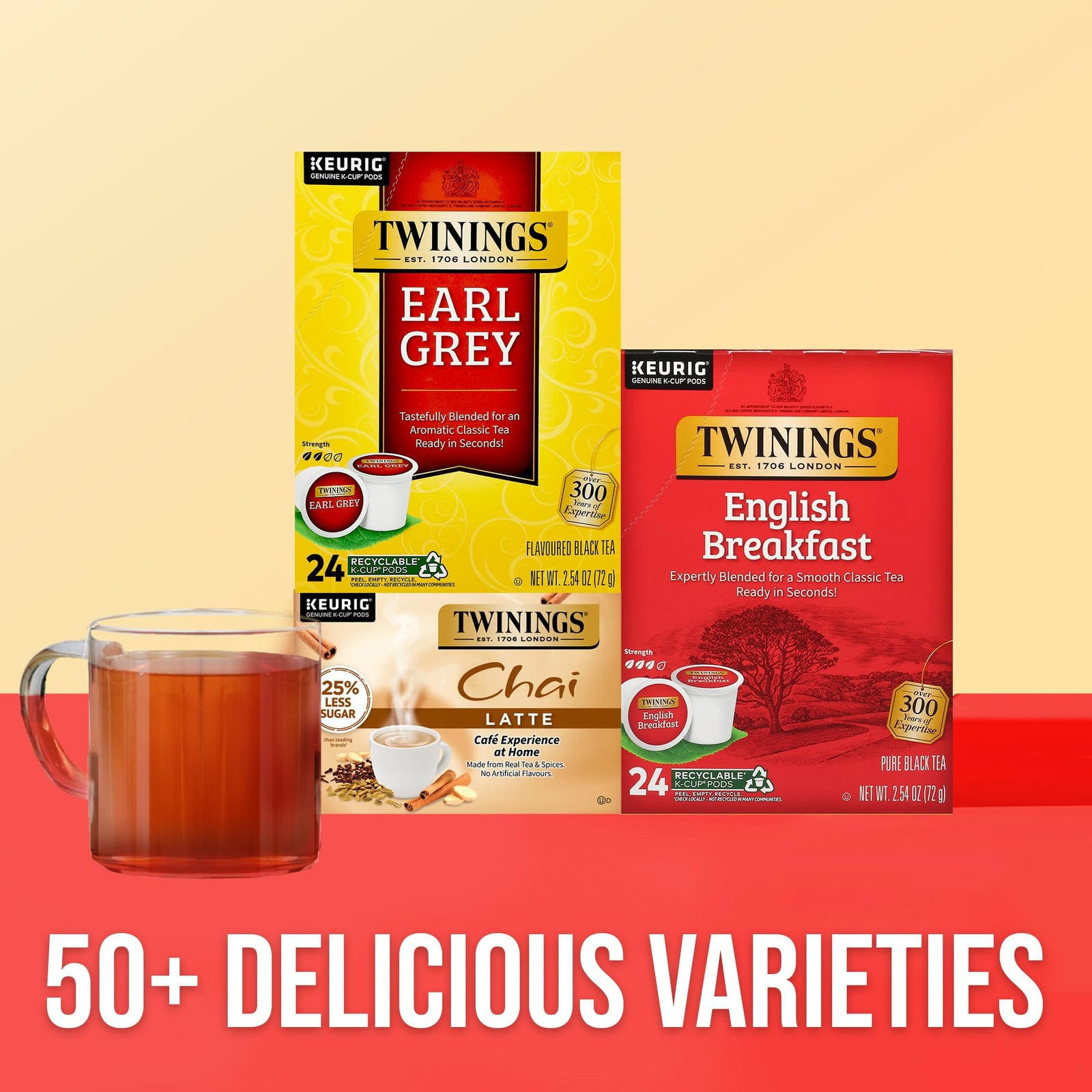 Twinings Earl Grey Black Tea K-Cup Pods for 24 Count (Pack of 1), Multi