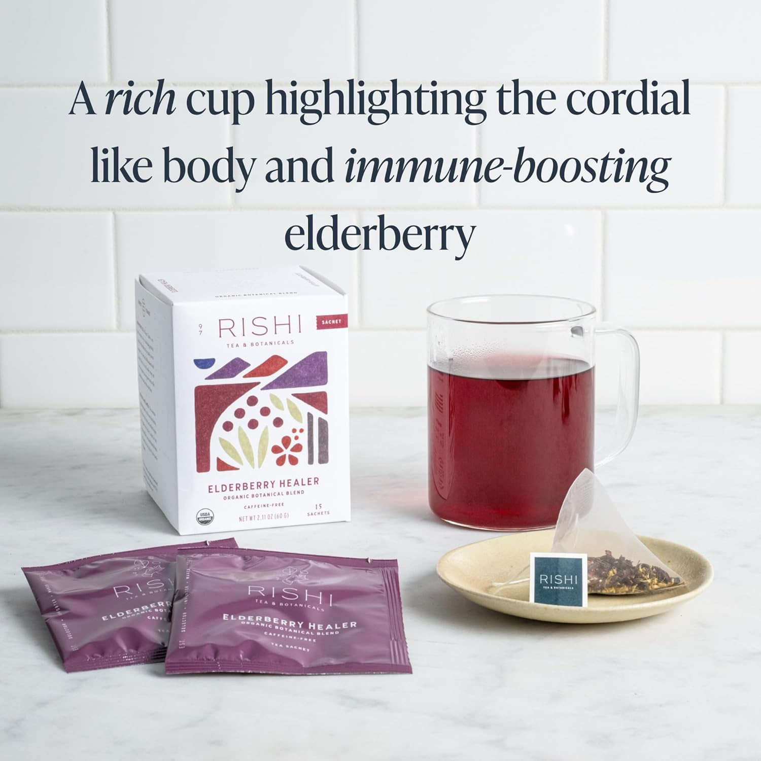 Organic Elderberry Healer Herbal Tea – Caffeine Free Sachets