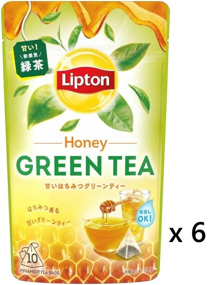 Lipton Honey Green Tea Tea Bags 10 Bags x 6 Packs Sweet Honey Flavor Japan