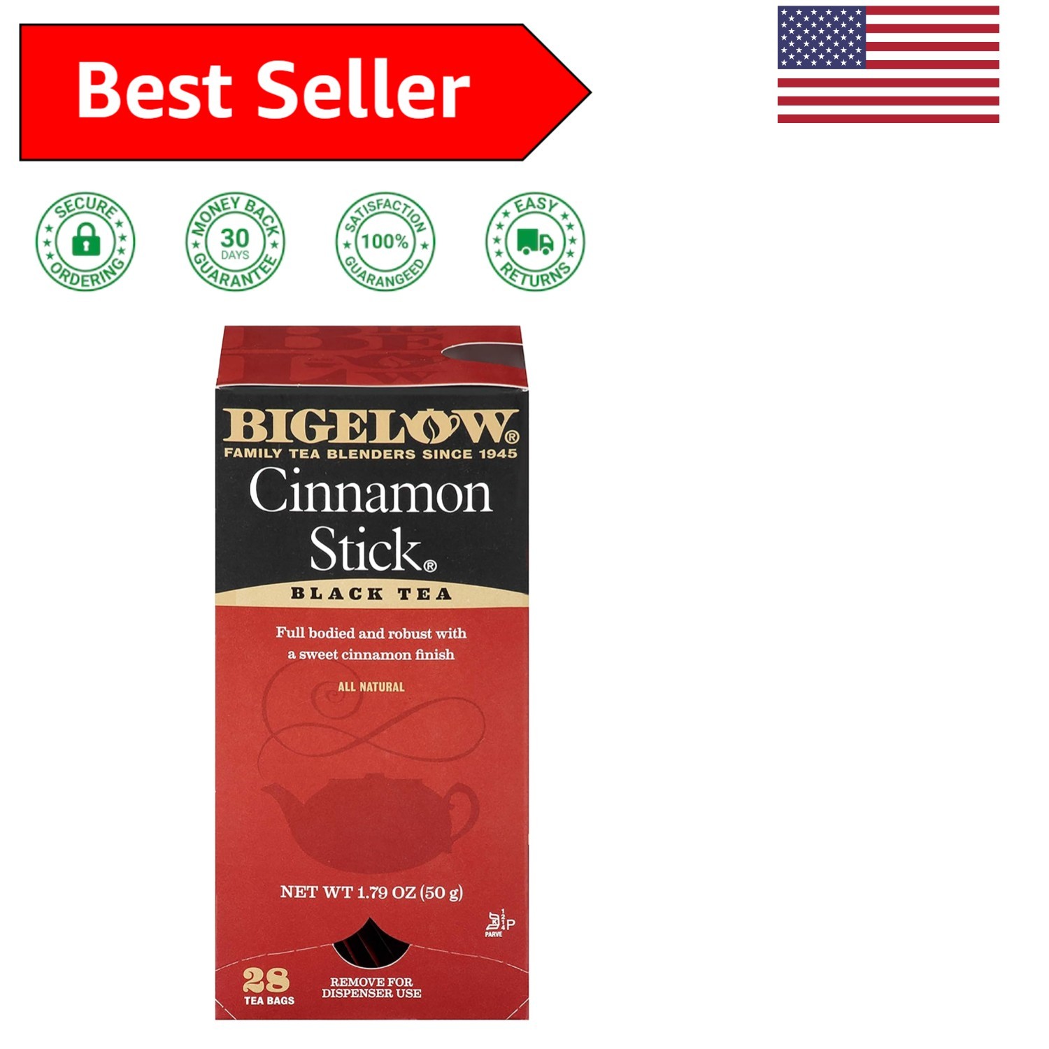 Rich Cinnamon Stick Black Tea, 28 Count – Bold Flavor with Freshness Inside