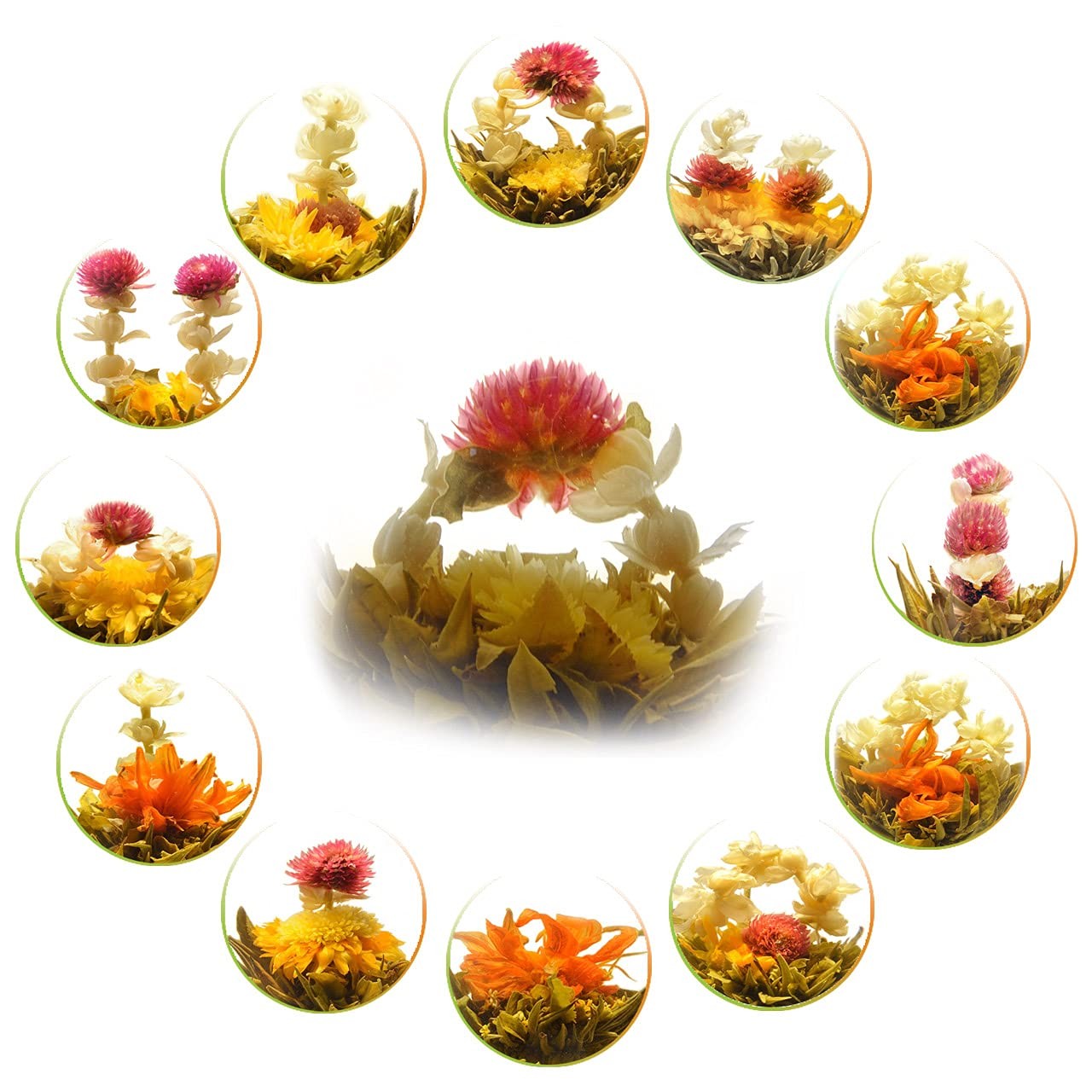 12pcs Handmade Blooming Flower Tea Radom Varieties of Individually Sealed Te…