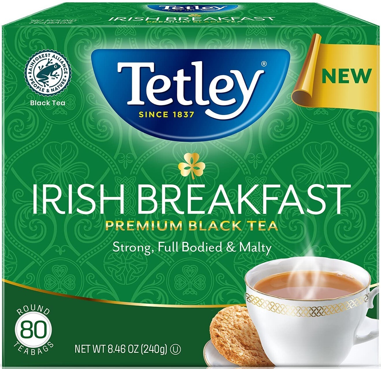 Lot of 6 Tetley Irish Breakfast Premium Black Tea, 80 Bags Each