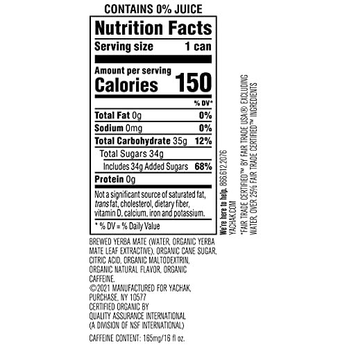 YACHAK Organic Yerba Mate Passionfruit 16 Fl Oz Pack of 12 Cans