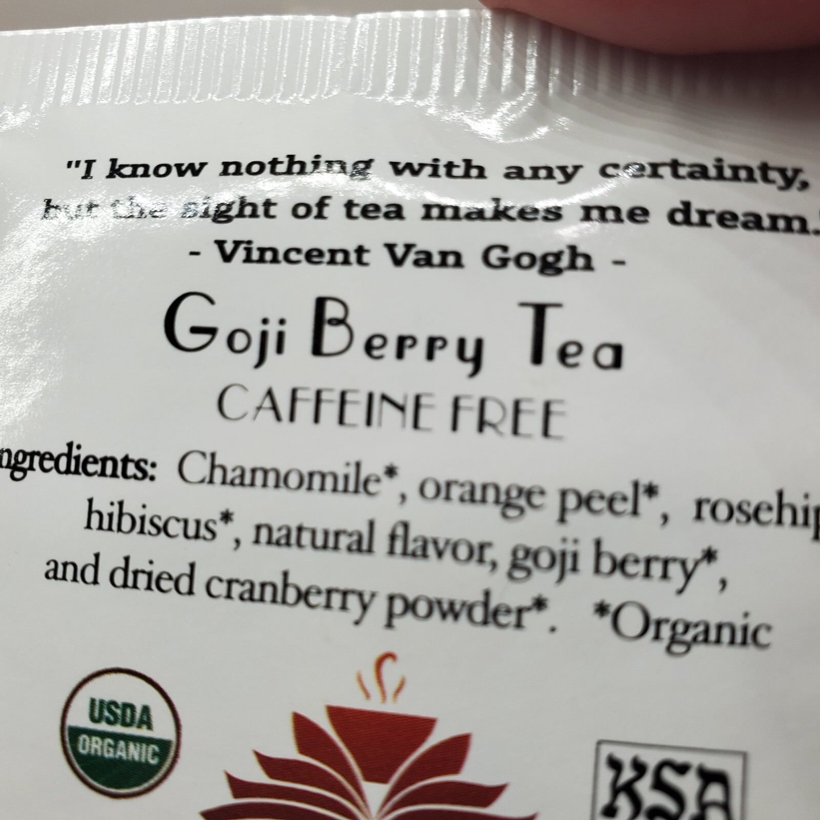 Vincent Van Goghji Berry Tea Bags in Clear Cube The Tea Book Best by 11/26