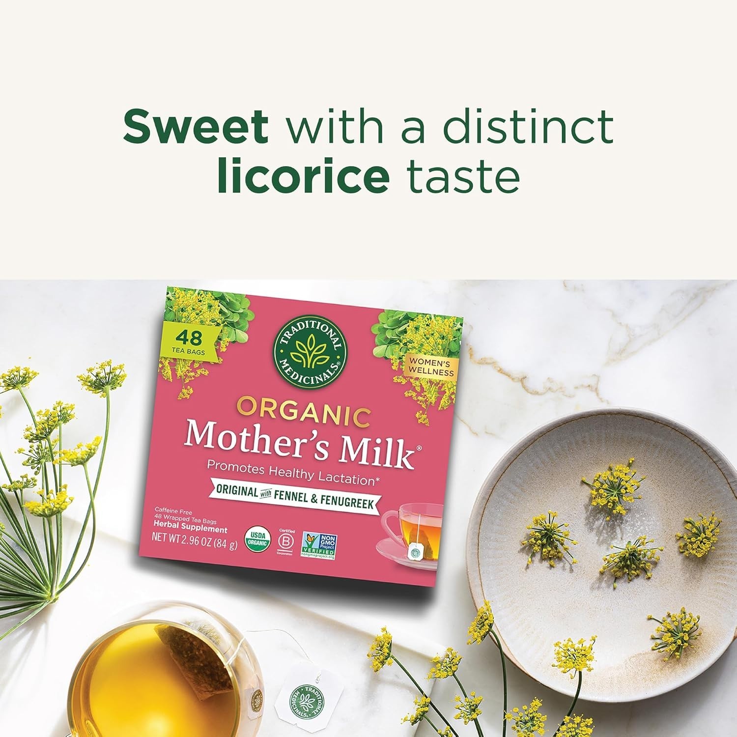 Organic Mother’s Milk Tea with Fennel and Fenugreek for Lactation Support
