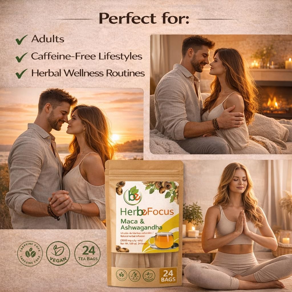 Maca & Ashwagandha Herbal Tea (24 Tea Bags) – 2000mg Each – Traditional Vitality
