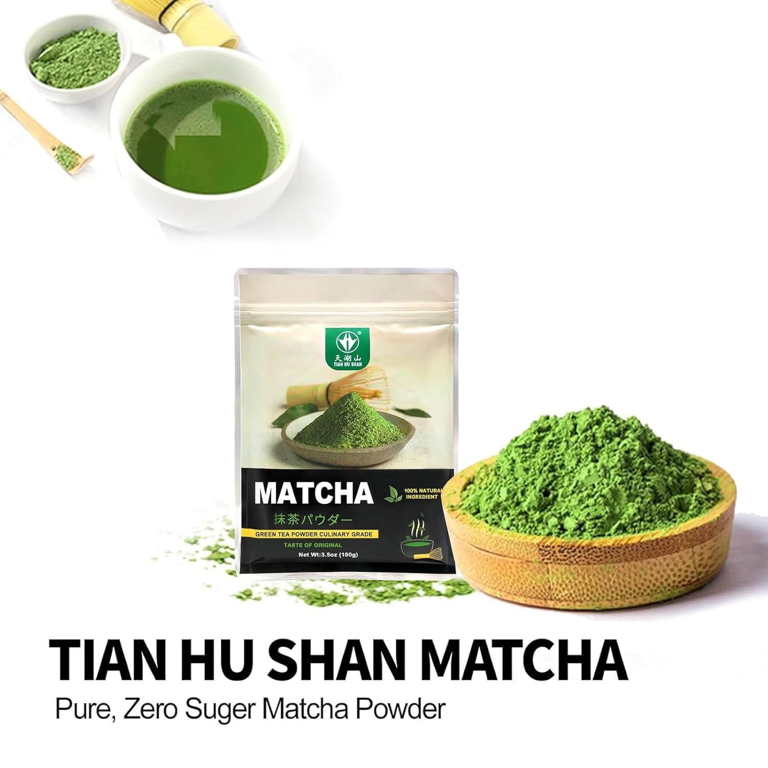 Pure Matcha Powder Green Tea Powder for Latte, Cooking, Baking,100% Natural