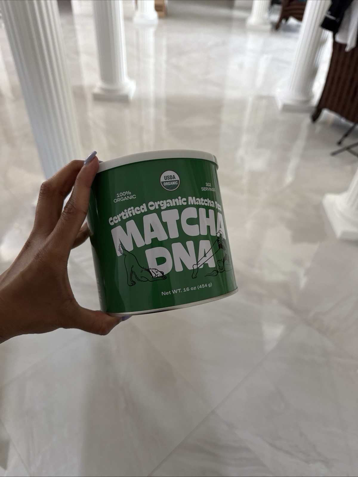 Certified Organic Matcha Green Tea Powder (8 oz can) open container 301 servings