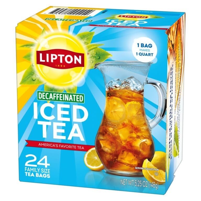 Decaf Black Iced Tea Bags Family Size 6-Pack, 144 Total, Zero Calories, Premium