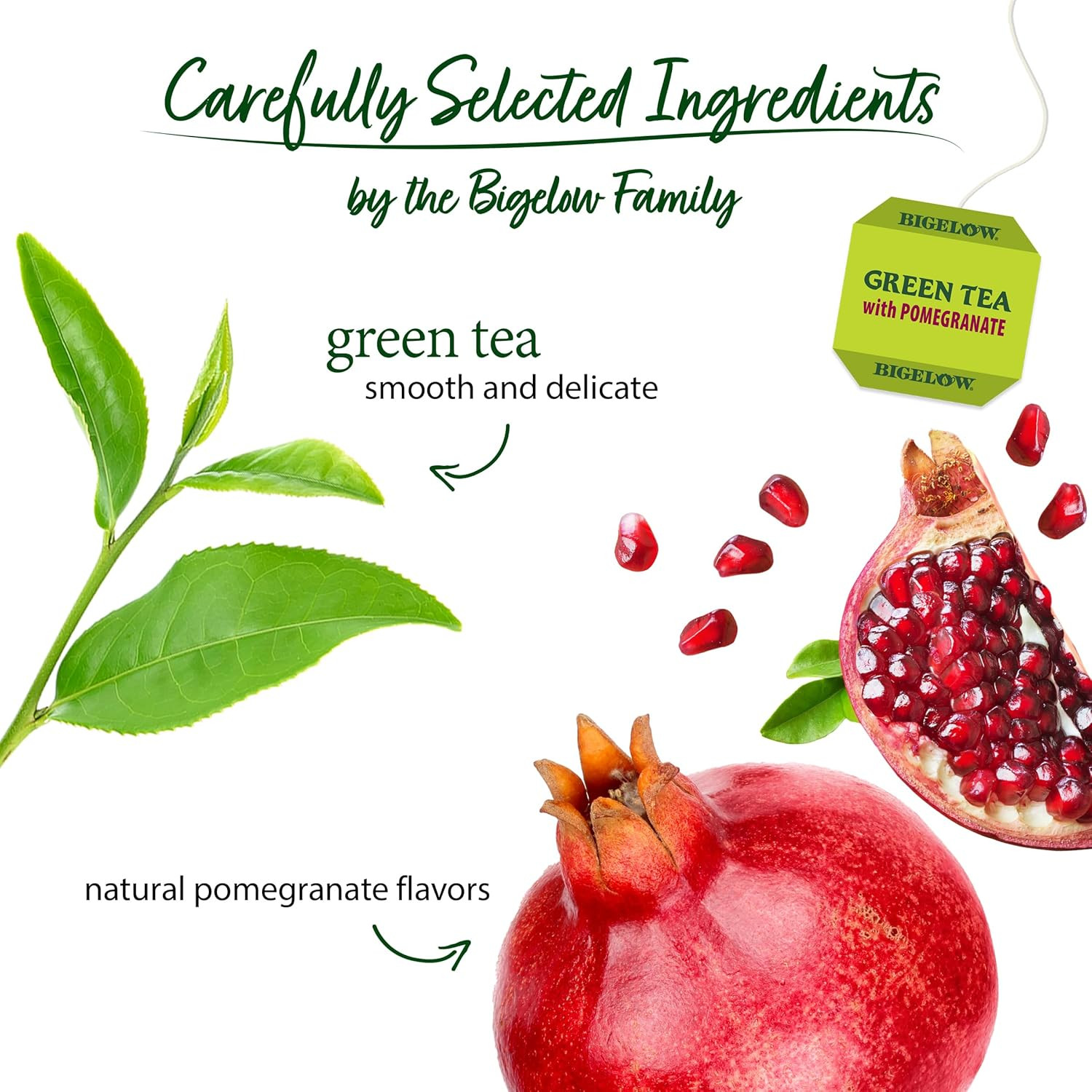 Bigelow Tea Green Tea with Pomegranate, Caffeinated Tea with Pomegranate, 20 Cou