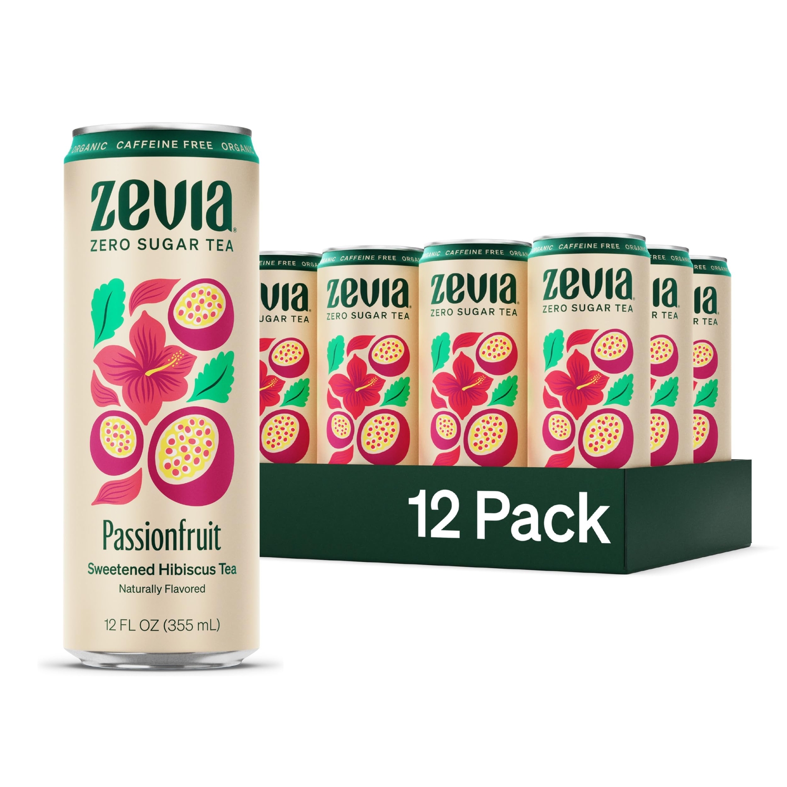 Organic Sugar Free Iced Tea, Caffeine Free Hibiscus Tea Passionfruit, 12 Ounc…