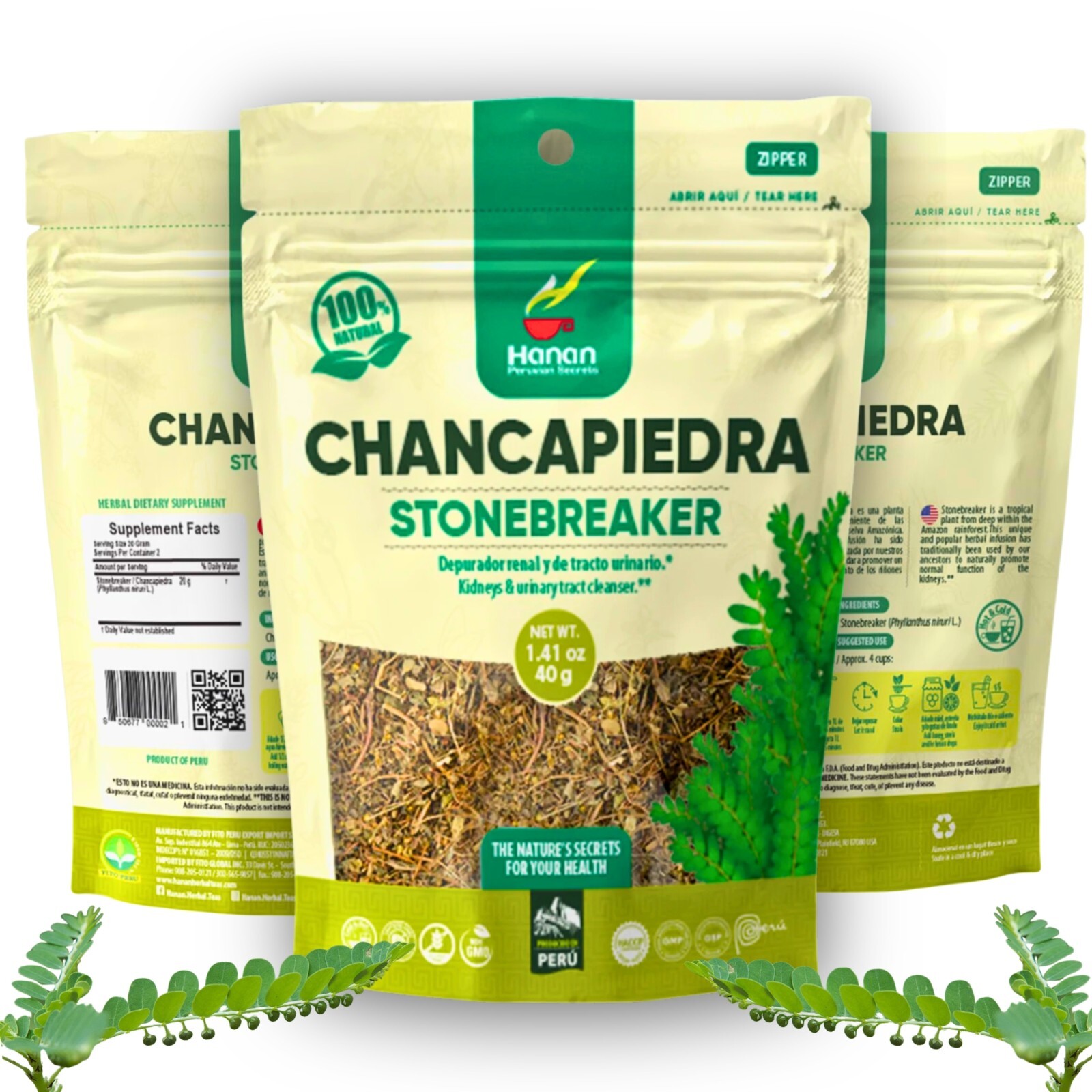 Chanca Piedra Loose Leaf Stonebreaker Herbal Tea Dried Vegan Leaves 3pk – Peru