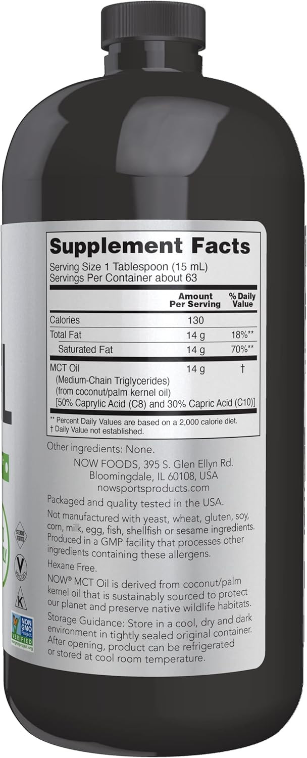 NOW Foods Sports Nutrition, MCT (Medium-chain triglycerides) Oil 14 g,…