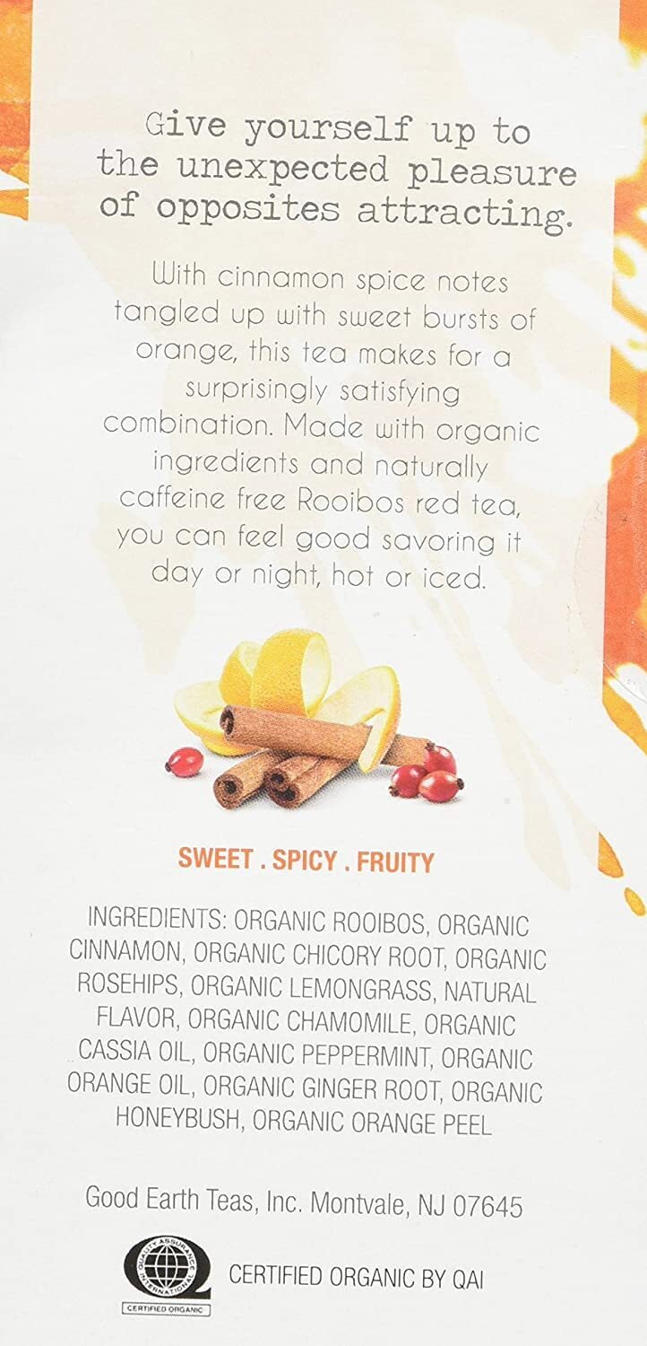 Good Earth Organic Sweet Spicy Herbal Tea Caffeine Free 18 Count Pack of 2