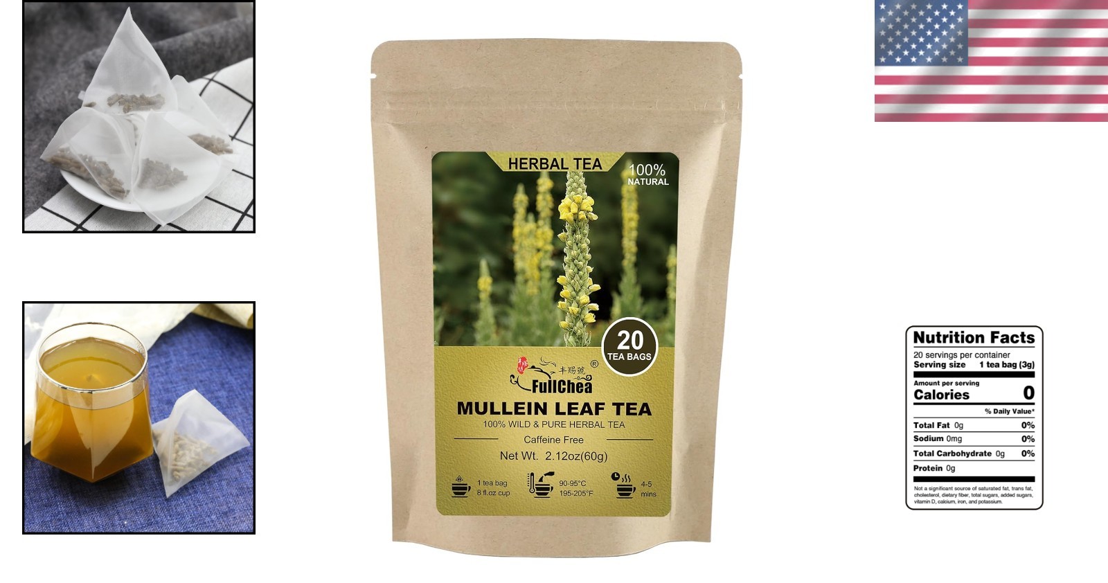 Easy Brew Mullein Leaf Tea Bags – 20 Counts, Earthy Flavor & Natural Benefits