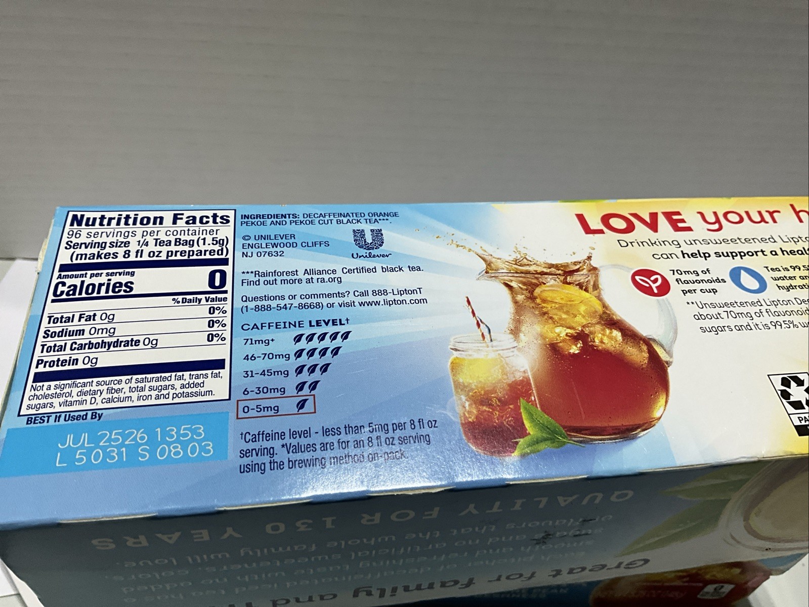 Lipton Decaffeinated Iced Tea 24 Family Size Tea Bags Lot of TWO Boxes New