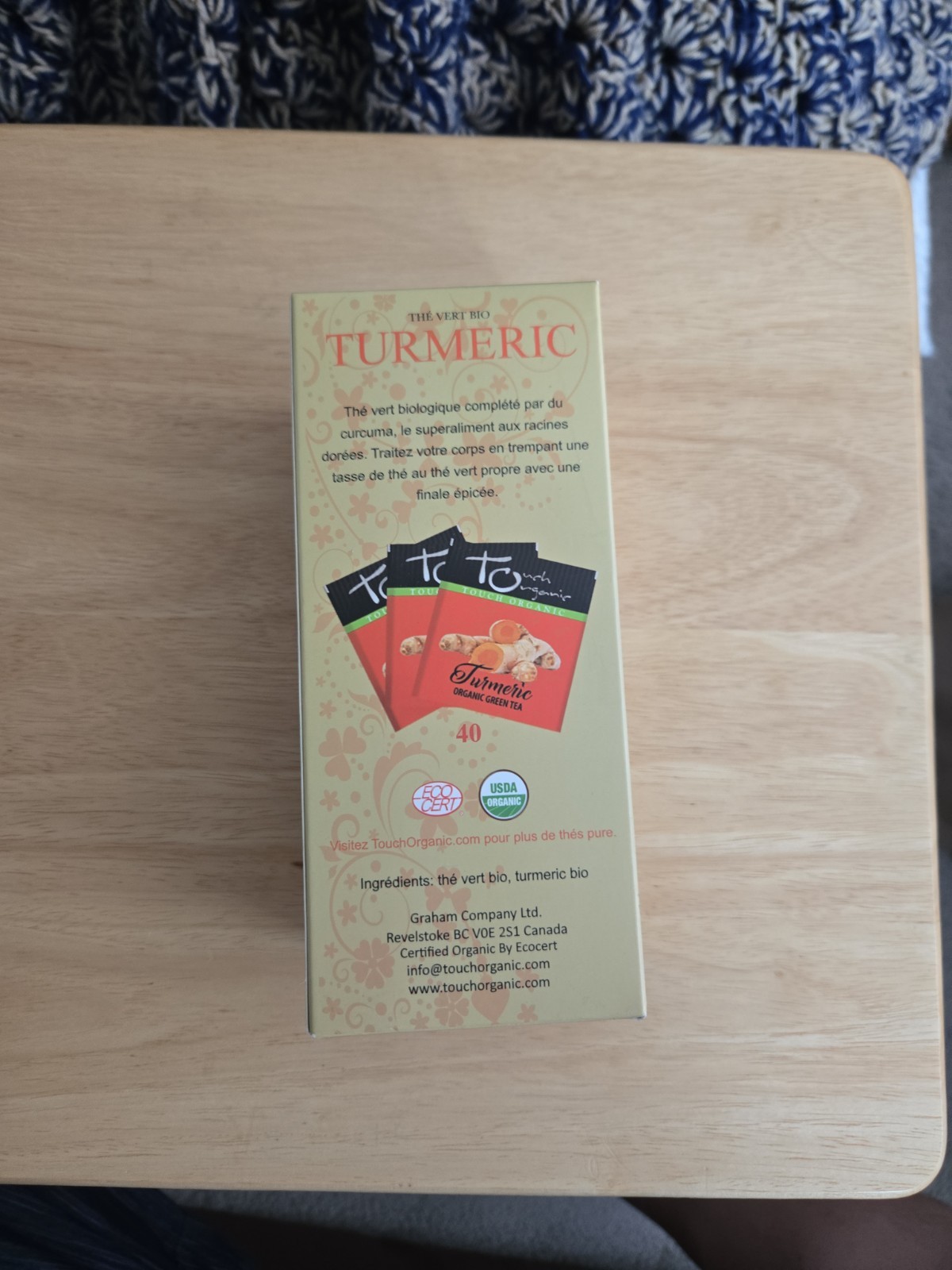 Touch Organic TURMERIC GREEN Tea Bags, 40 Bags, 2.5 oz