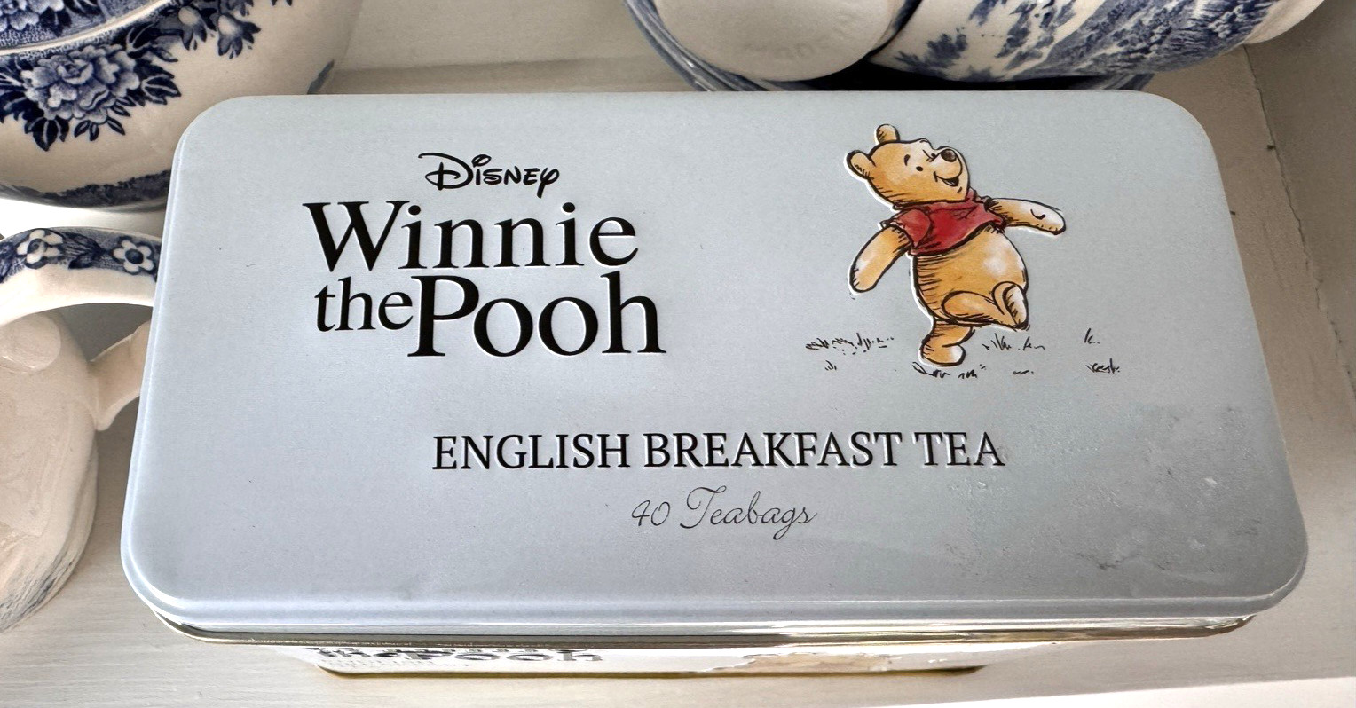 Winnie the Pooh Tea Caddy Tin with 40 English Breakfast Teabags- Made in England