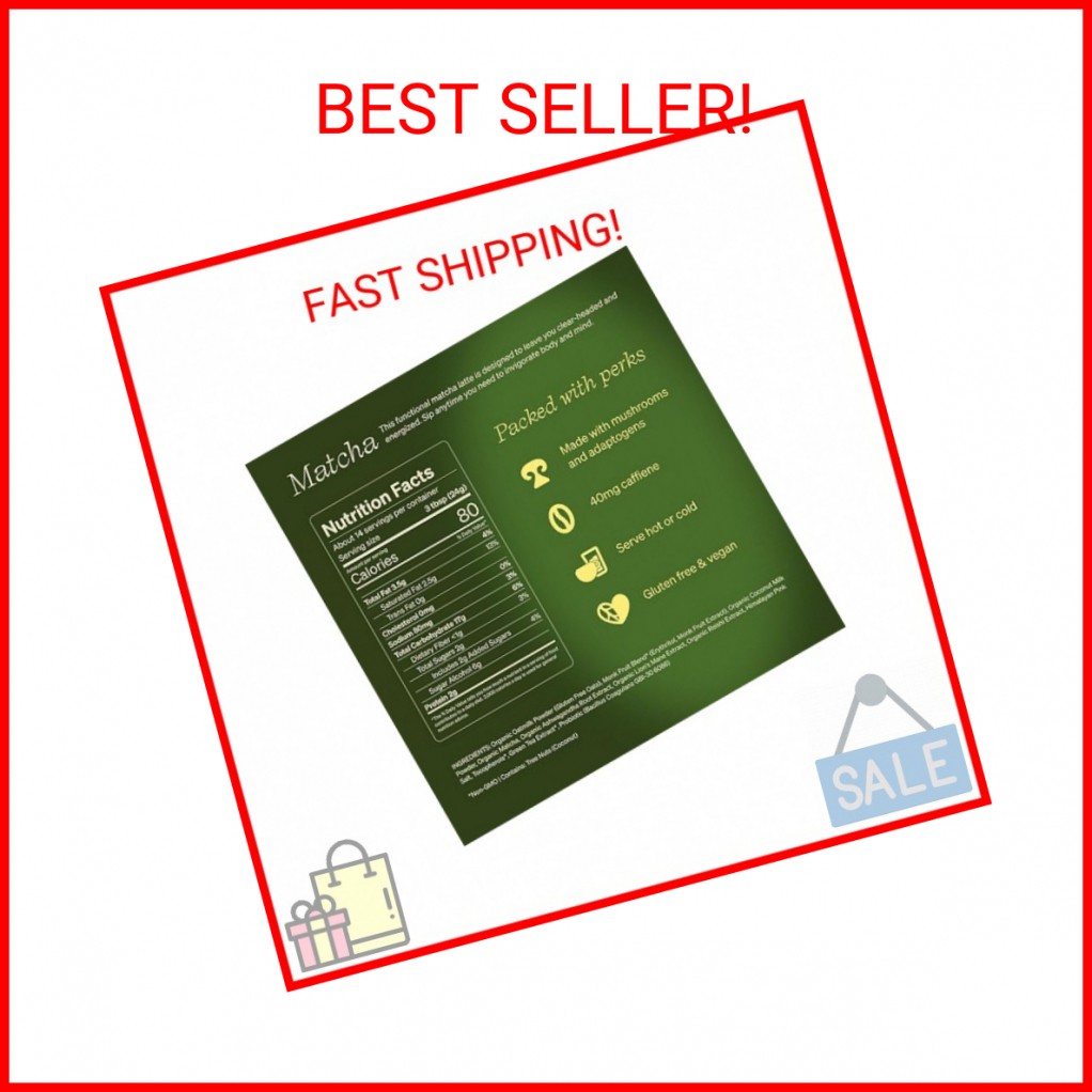 Clevr Matcha SuperLatte, Instant Ceremonial Grade, Superfood Powder Blend with O