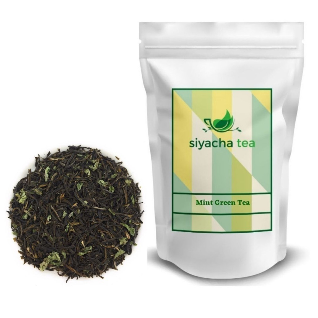 Premium Indian Mint Green Tea Loose Leaf Aromatic Detox Wellness Blend