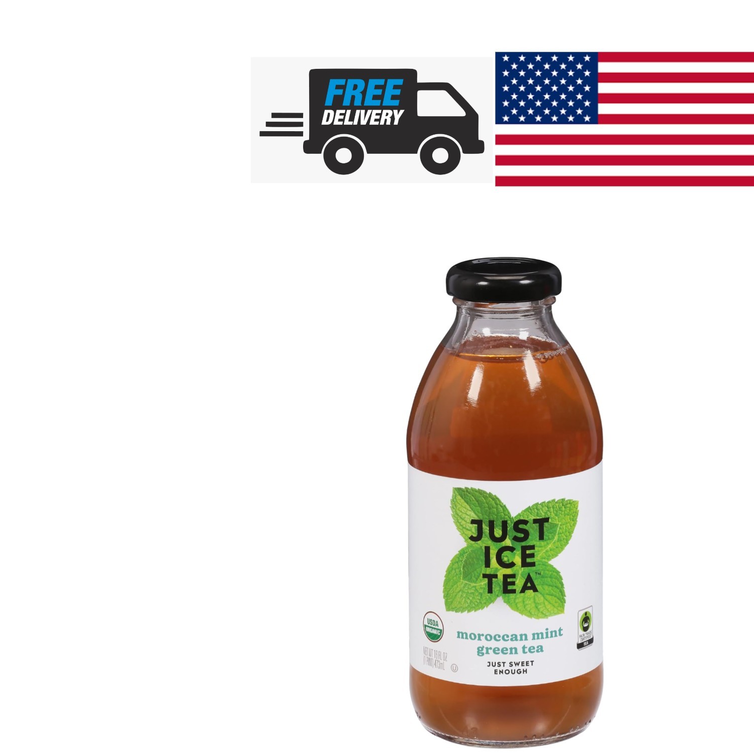 16 Fl Oz Organic Green Tea with Mint High Caffeine Beverage for Daily Enjoyment