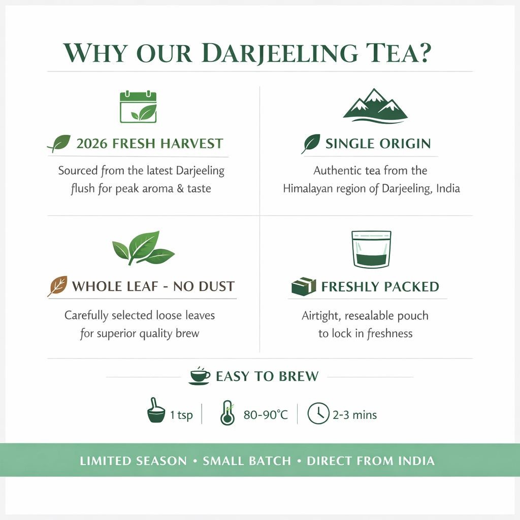 Premium Darjeeling First Flush Tea 2026 Fresh SFTGFOP 1 SPL Loose Leaf