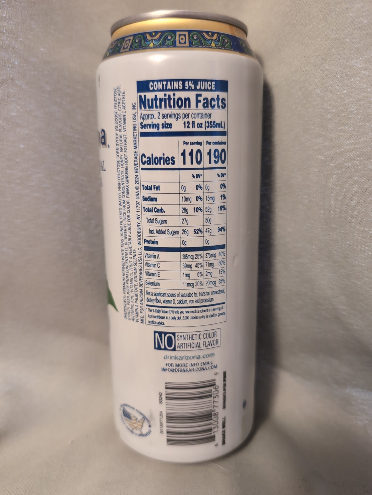 Arizona Blueberry White Tea 22oz