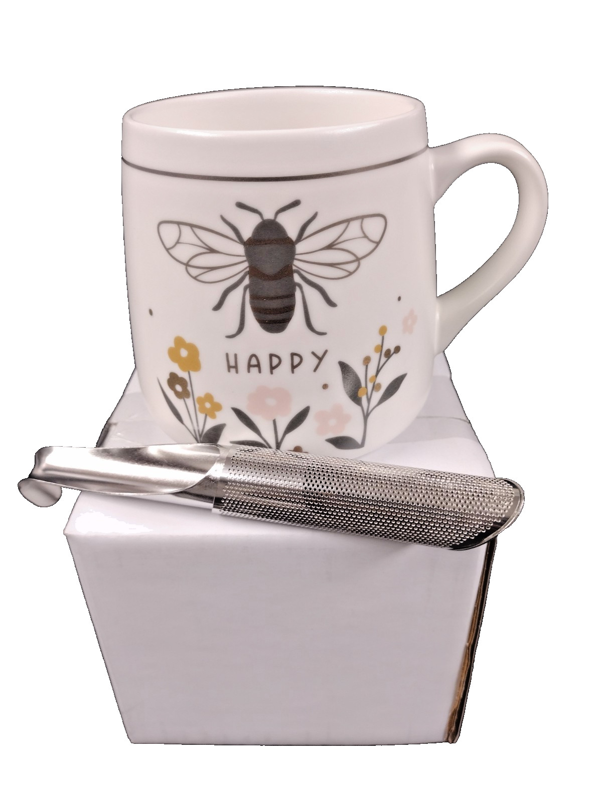 Karma HAPPY 16oz Flora Mug + Loose Tea Stainless Steel Steeper