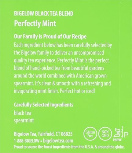Bigelow Plantation Mint Black Tea 20 Count Individually Wrapped Fresh Flavor