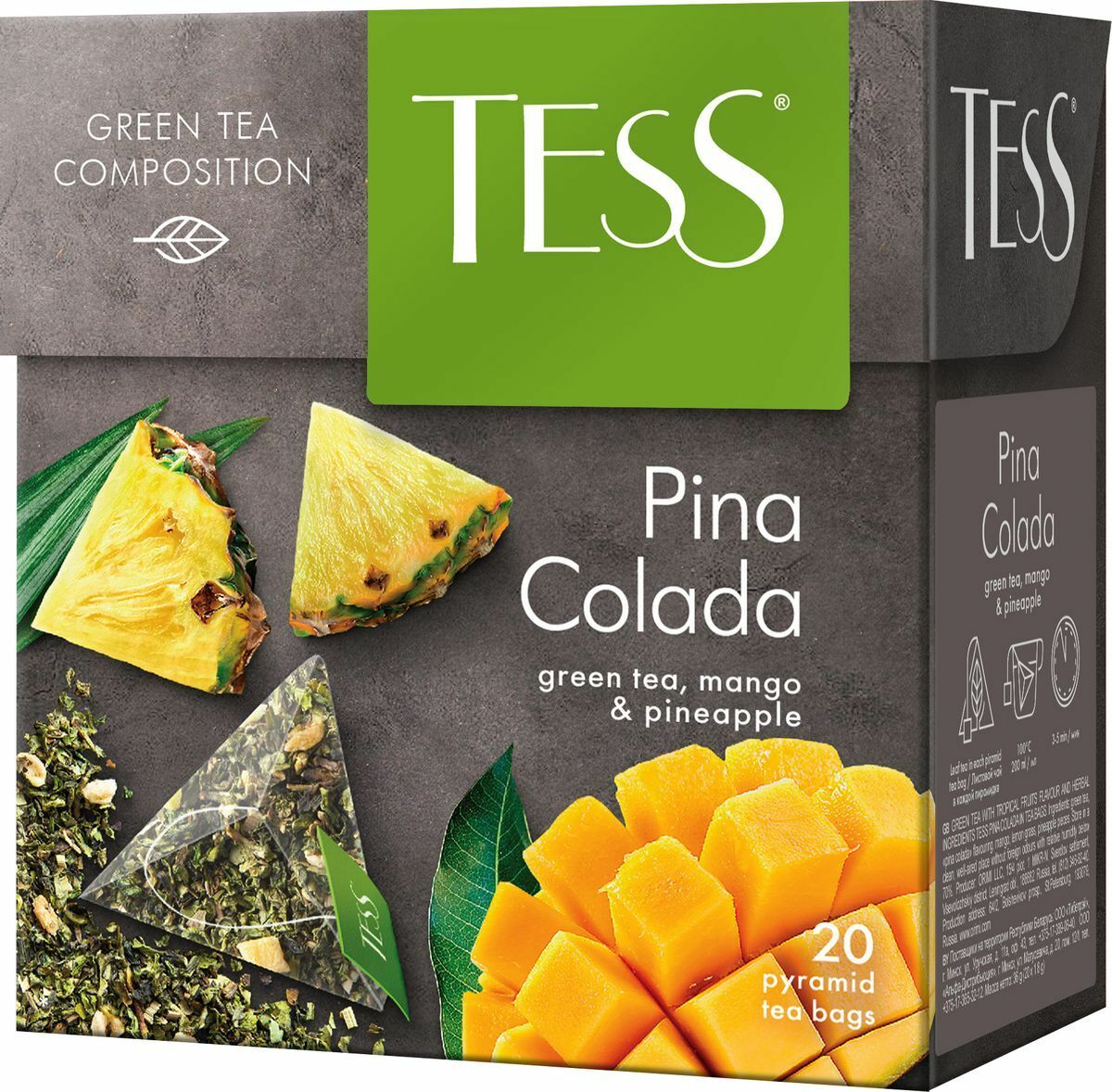 TESS PINA COLADA Green Tea w MANGO PINEAPPLE PYRAMIDS Product of Russia