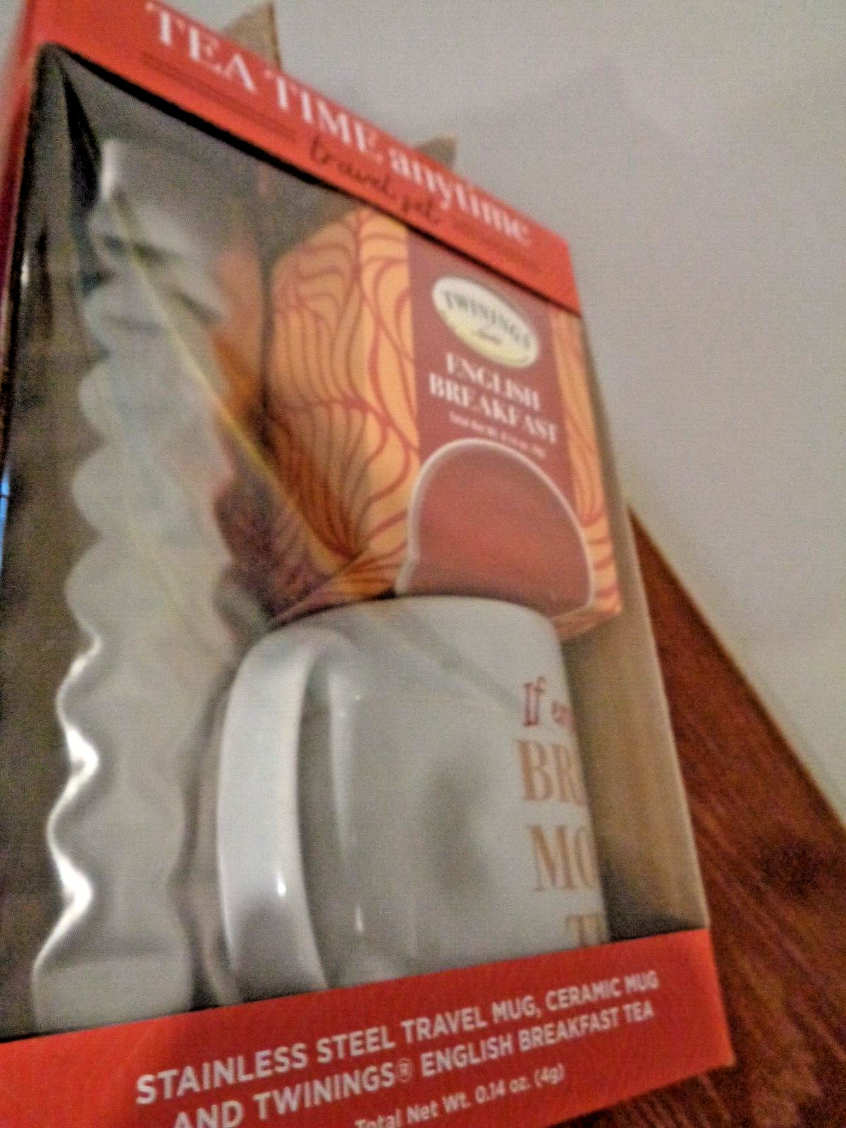 Twinings Tea Time Anytime Travel Set Stainless Steel Tumbler Ceramic Mug Tea